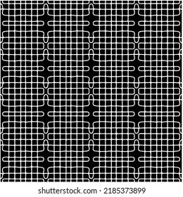 Black and white abstract geometric seamless pattern with wavy shapes, and curved lines. Simple monochrome texture. Op art graphic background. Repeat design for decor, cover, print.
