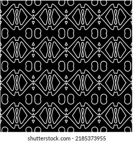Black and white abstract geometric seamless pattern with wavy shapes, and curved lines. Simple monochrome texture. Op art graphic background. Repeat design for decor, cover, print.