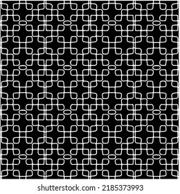 Black and white abstract geometric seamless pattern with wavy shapes, and curved lines. Simple monochrome texture. Op art graphic background. Repeat design for decor, cover, print.