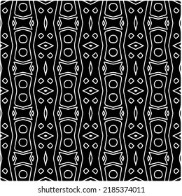 Black and white abstract geometric seamless pattern with wavy shapes, and curved lines. Simple monochrome texture. Op art graphic background. Repeat design for decor, cover, print.