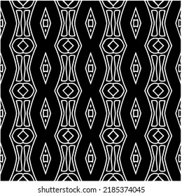 Patrón geométrico uniforme abstracto en blanco y negro con formas onduladas y líneas curvadas. Sencilla textura monocromática. Fondo gráfico de Op art. Repetir el diseño para la decoración, portada, impresión.