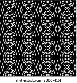 Black and white abstract geometric seamless pattern with wavy shapes, and curved lines. Simple monochrome texture. Op art graphic background. Repeat design for decor, cover, print.