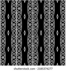 Patrón geométrico uniforme abstracto en blanco y negro con formas onduladas y líneas curvadas. Sencilla textura monocromática. Fondo gráfico de Op art. Repetir el diseño para la decoración, portada, impresión.
