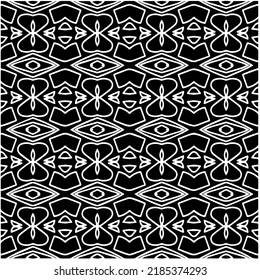 Black and white abstract geometric seamless pattern with wavy shapes, and curved lines. Simple monochrome texture. Op art graphic background. Repeat design for decor, cover, print.