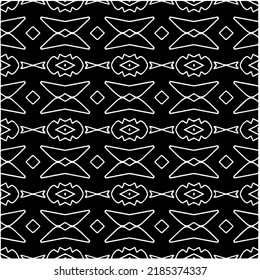 Schwarz-Weiß abstraktes geometrisches, nahtloses Muster mit gewölbten Formen und abgerundeten Linien. Einfache monochrome Textur. p-Art-Grafikhintergrund. Wiederholen Sie Design für Dekor, Abdeckung, Druck.