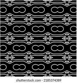 Black and white abstract geometric seamless pattern with wavy shapes, and curved lines. Simple monochrome texture. Op art graphic background. Repeat design for decor, cover, print.