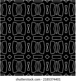 Black and white abstract geometric seamless pattern with wavy shapes, and curved lines. Simple monochrome texture. Op art graphic background. Repeat design for decor, cover, print.