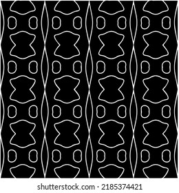 Black and white abstract geometric seamless pattern with wavy shapes, and curved lines. Simple monochrome texture. Op art graphic background. Repeat design for decor, cover, print.