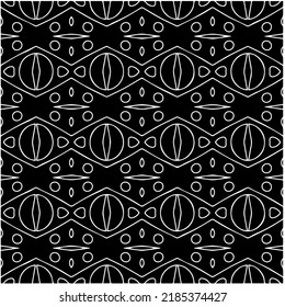 Patrón geométrico uniforme abstracto en blanco y negro con formas onduladas y líneas curvadas. Sencilla textura monocromática. Fondo gráfico de Op art. Repetir el diseño para la decoración, portada, impresión.