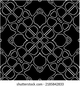 Black and white abstract geometric seamless pattern with wavy shapes, and curved lines.  monochrome mandala. striped background. Repeat design for decor, cover, print.