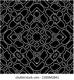 Black and white abstract geometric seamless pattern with wavy shapes, and curved lines.  monochrome mandala. striped background. Repeat design for decor, cover, print.