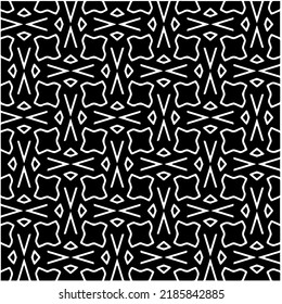 Patrón geométrico uniforme abstracto en blanco y negro con formas onduladas y líneas curvadas. Sencilla textura monocromática. Fondo gráfico de Op art. Repetir el diseño para la decoración, portada, impresión.