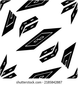 Black and white abstract geometric seamless pattern with wavy shapes, and curved lines. Simple monochrome texture. grunge background. Repeat design for decor, cover, print.