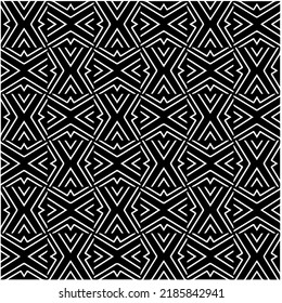 Black and white abstract geometric seamless pattern with wavy shapes, and curved lines. Simple monochrome texture. Op art graphic background. Repeat design for decor, cover, print.