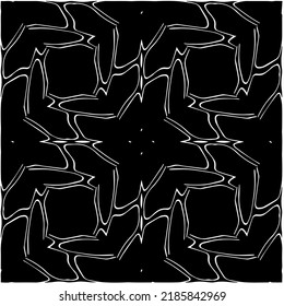 Black and white abstract geometric seamless pattern with wavy shapes, and curved lines.  monochrome mandala. striped background. Repeat design for decor, cover, print.