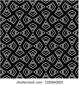 Black and white abstract geometric seamless pattern with wavy shapes, and curved lines. Simple monochrome texture. Op art graphic background. Repeat design for decor, cover, print.
