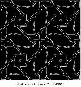 Black and white abstract geometric seamless pattern with wavy shapes, and curved lines.  monochrome mandala. striped background. Repeat design for decor, cover, print.
