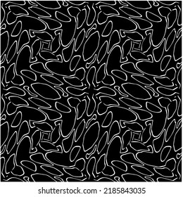 Black and white abstract geometric seamless pattern with wavy shapes, and curved lines.  monochrome mandala. striped background. Repeat design for decor, cover, print.