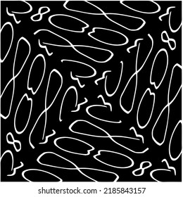 Patrón geométrico uniforme abstracto en blanco y negro con formas onduladas y líneas curvadas. Sencilla textura monocromática. fondo grueso. Repetir el diseño para la decoración, portada, impresión.