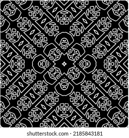 Black and white abstract geometric seamless pattern with wavy shapes, and curved lines.  monochrome mandala. striped background. Repeat design for decor, cover, print.