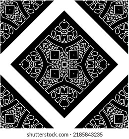 Black and white abstract geometric seamless pattern with wavy shapes, and curved lines.  monochrome mandala. striped background. Repeat design for decor, cover, print.