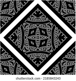 Black and white abstract geometric seamless pattern with wavy shapes, and curved lines.  monochrome mandala. striped background. Repeat design for decor, cover, print.