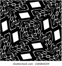 Black and white abstract geometric seamless pattern with wavy shapes, and curved lines. Simple monochrome texture. grunge background. Repeat design for decor, cover, print.