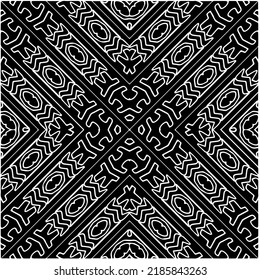 Black and white abstract geometric seamless pattern with wavy shapes, and curved lines.  monochrome mandala. striped background. Repeat design for decor, cover, print.