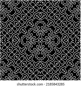 Black and white abstract geometric seamless pattern with wavy shapes, and curved lines.  monochrome mandala. striped background. Repeat design for decor, cover, print.
