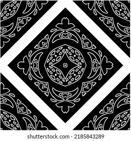 Black and white abstract geometric seamless pattern with wavy shapes, and curved lines.  monochrome mandala. striped background. Repeat design for decor, cover, print.