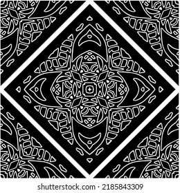 Black and white abstract geometric seamless pattern with wavy shapes, and curved lines.  monochrome mandala. striped background. Repeat design for decor, cover, print.
