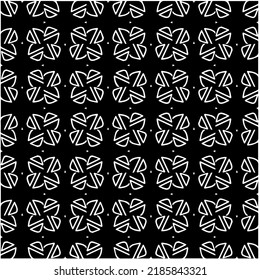 Patrón geométrico uniforme abstracto en blanco y negro con formas onduladas y líneas curvadas. Sencilla textura monocromática. Fondo gráfico de Op art. Repetir el diseño para la decoración, portada, impresión.