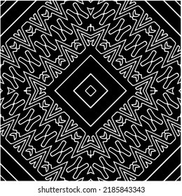 Black and white abstract geometric seamless pattern with wavy shapes, and curved lines.  monochrome mandala. striped background. Repeat design for decor, cover, print.