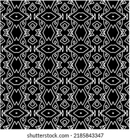 Black and white abstract geometric seamless pattern with wavy shapes, and curved lines. Simple monochrome texture. Op art graphic background. Repeat design for decor, cover, print.