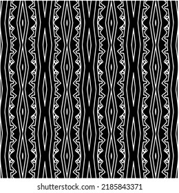 Black and white abstract geometric seamless pattern with wavy shapes, and curved lines. Simple monochrome texture. Op art graphic background. Repeat design for decor, cover, print.