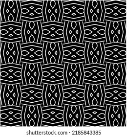 Black and white abstract geometric seamless pattern with wavy shapes, and curved lines. Simple monochrome texture. Op art graphic background. Repeat design for decor, cover, print.