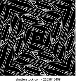 Black and white abstract geometric seamless pattern with wavy shapes, and curved lines.  monochrome mandala. striped background. Repeat design for decor, cover, print.
