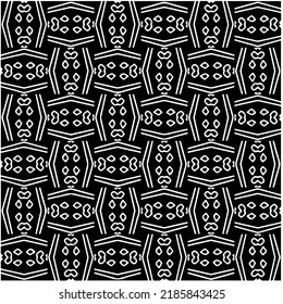 Black and white abstract geometric seamless pattern with wavy shapes, and curved lines. Simple monochrome texture. Op art graphic background. Repeat design for decor, cover, print.