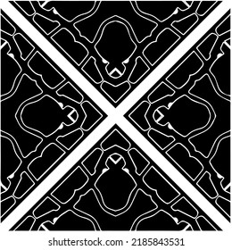 Schwarz-Weiß abstraktes geometrisches, nahtloses Muster mit gewölbten Formen und abgerundeten Linien.  monochrome Mandala. gestreifter Hintergrund. Wiederholen Sie Design für Dekor, Abdeckung, Druck.