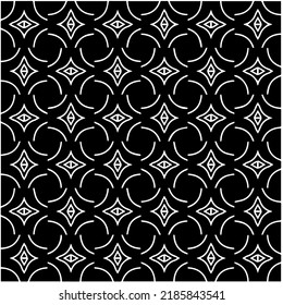 Black and white abstract geometric seamless pattern with wavy shapes, and curved lines. Simple monochrome texture. Op art graphic background. Repeat design for decor, cover, print.
