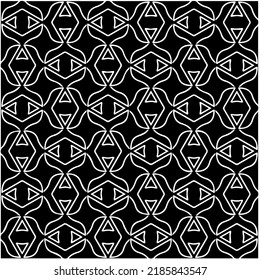 Patrón geométrico uniforme abstracto en blanco y negro con formas onduladas y líneas curvadas. Sencilla textura monocromática. Fondo gráfico de Op art. Repetir el diseño para la decoración, portada, impresión.