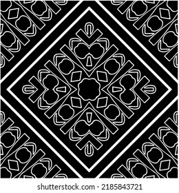 Black and white abstract geometric seamless pattern with wavy shapes, and curved lines.  monochrome mandala. striped background. Repeat design for decor, cover, print.
