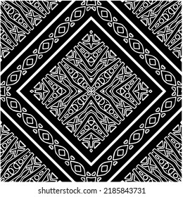 Patrón geométrico uniforme abstracto en blanco y negro con formas onduladas y líneas curvadas.  mandala monocroma. fondo rayado. Repetir el diseño para la decoración, portada, impresión.