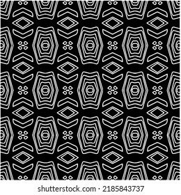 Schwarz-Weiß abstraktes geometrisches, nahtloses Muster mit gewölbten Formen und abgerundeten Linien. Einfache monochrome Textur. p-Art-Grafikhintergrund. Wiederholen Sie Design für Dekor, Abdeckung, Druck.