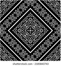 Black and white abstract geometric seamless pattern with wavy shapes, and curved lines.  monochrome mandala. striped background. Repeat design for decor, cover, print.