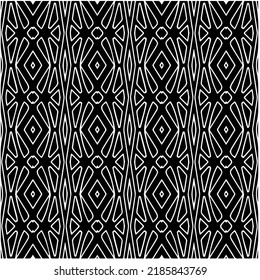 Black and white abstract geometric seamless pattern with wavy shapes, and curved lines. Simple monochrome texture. Op art graphic background. Repeat design for decor, cover, print.