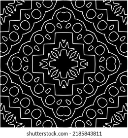 Black and white abstract geometric seamless pattern with wavy shapes, and curved lines.  monochrome mandala. striped background. Repeat design for decor, cover, print.
