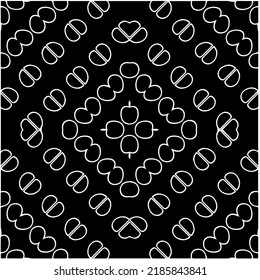 Black and white abstract geometric seamless pattern with wavy shapes, and curved lines.  monochrome mandala. striped background. Repeat design for decor, cover, print.