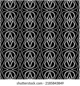 Black and white abstract geometric seamless pattern with wavy shapes, and curved lines. Simple monochrome texture. Op art graphic background. Repeat design for decor, cover, print.