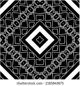 Black and white abstract geometric seamless pattern with wavy shapes, and curved lines.  monochrome mandala. striped background. Repeat design for decor, cover, print.
